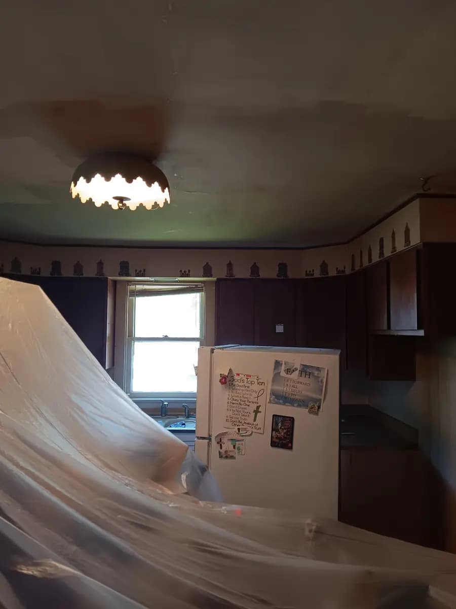 Kitchen before the repaint began.