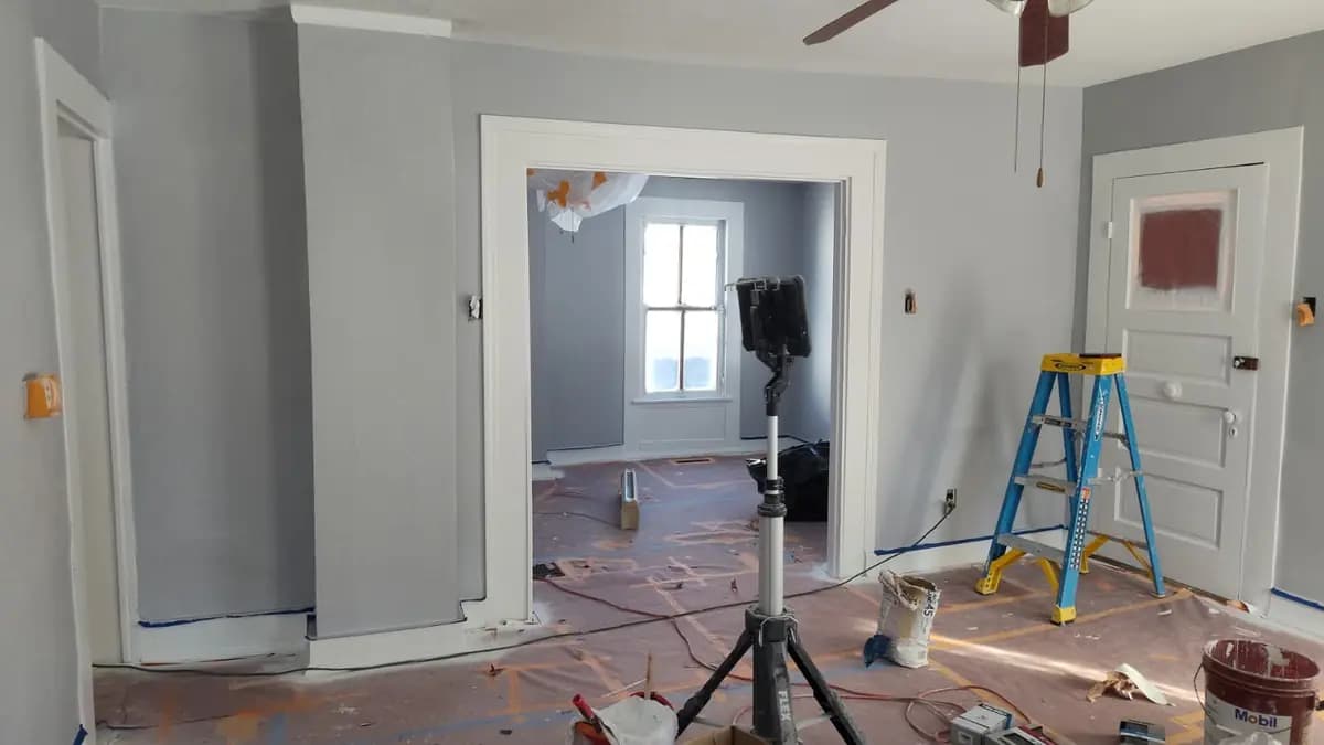 Residential room painting in progress.