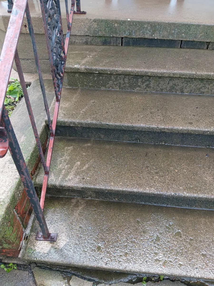 Entry steps before cleaning and repainting.